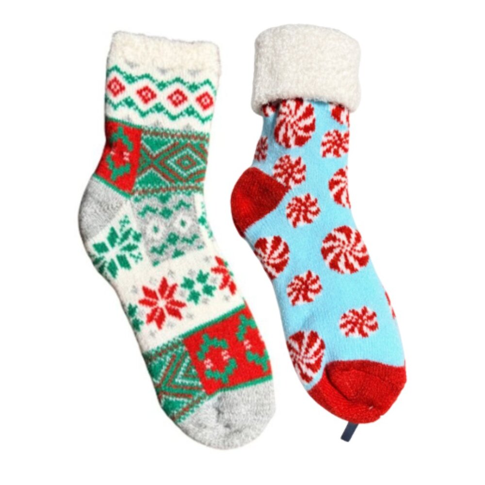 Magellan Outdoors Women's 2 Pairs Lodge Crew Holiday Socks 6-10 NEW